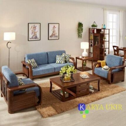 Kursi tamu jok minimalis atau sofa jok kombinasi kayu dengan desain modern simple sederhana model unik terbaru