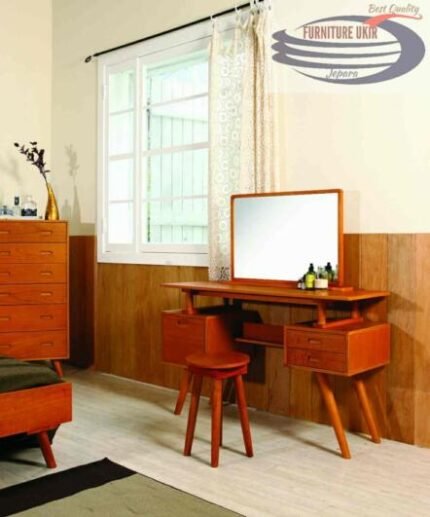 Meja rias retro jati dengan model minimalis yang elegan dan modern