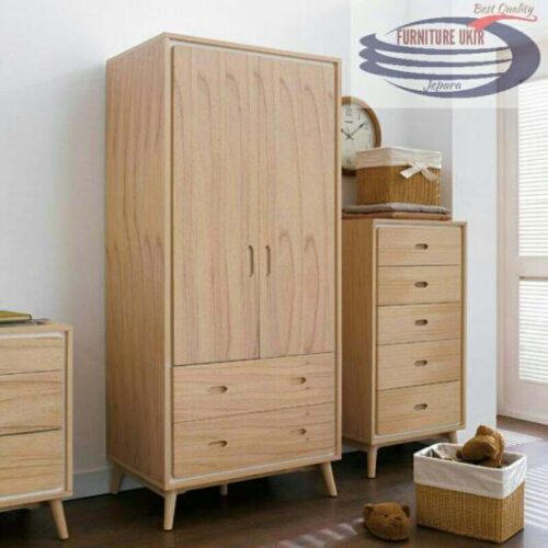 Lemari minimalis Retro dengan bahan material kayu jati desain modern atau yang biasa disebut dengan lemari baju unik nan modern