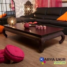 Meja tamu minimalis dengan bahan material kayu jati buatan kota Jepara adalah sebuah meja ruang tamu dengan desain modern terbaru