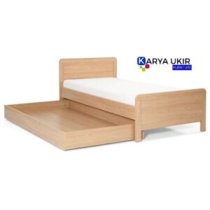Jual tempat tidur double bed atau yang biasa disebut dengan dipan sorong jati yang terbuat dari bahan material kayu jati berbentuk minimalis