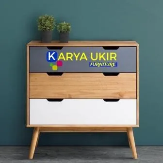 Bufet laci minimalis yang terbuat dari bahan material kayu jati dan salah satu jenis laci susun atau nakas hiasan juga untuk menyimpan barang