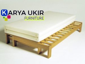 ranjang double bed minimalis atau tempat tidur sorong kayu jati jepara