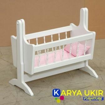 Ayunan bayi Kayu jati atau yang biasa disebut dengan tempat tidur balita model goyang cat warna duco putih kualitas terbaik harga murah
