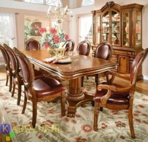 Meja makan kursi 8 dengan desain mewah harga murah atau yang biasa disebut dengan meja makan besar kayu jati jepara