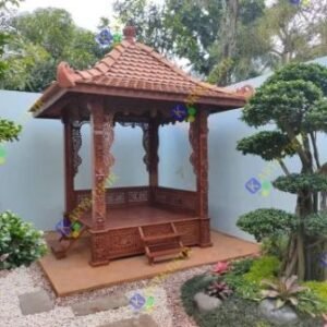 Gazebo mewah klasik kayu jati atau yg biasa di sebut dengan Gazebo ukir jepara dan pondok kayu unik ukiran