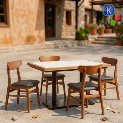 gambar Meja Makan Cafe Kayu Jati Minimalis Ropan Style
