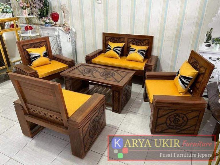 Gambar Kursi tamu murah dengan bahan material kayu jati berkualitas tinggi buatan kota ukir Jepara dengan harga grosir