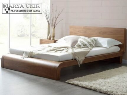 Desain Tempat tidur minimalis modern Dengan bahan kayu jati asli kualitas terbaik dengan finishing cat warna natural khas coklat yang sangat elegan Terbaru