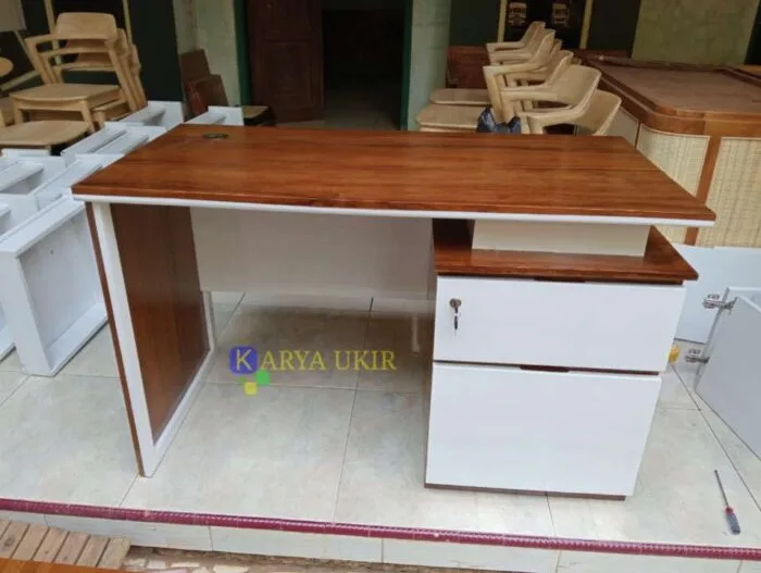Meja Kantor Minimalis TKDN Kayu Jati simple - Gambar 3