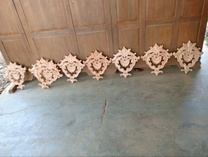 Ukiran tempel kayu jati interior untuk hiasan pintu dan dinding - Gambar 2