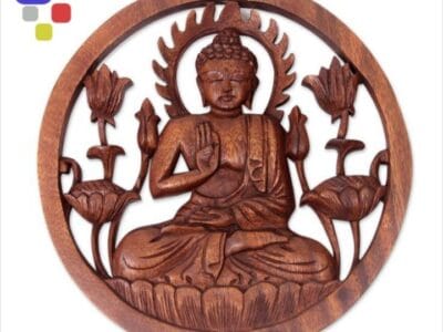 Bentuk buddha ukir kayu tempel hiasan dinding unik