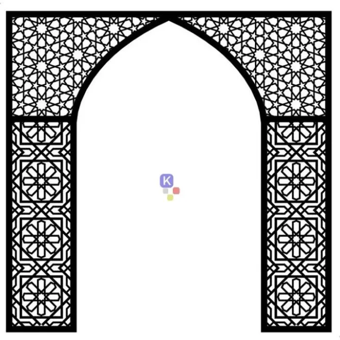 Mihrab mushola minimalis modern Tempel dinding Hitam doff - Gambar 2