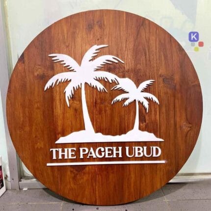 PT. FURNITURE UKIR KARYA 5 Gambar logo kayu jati dengan bentuk custom yang dikhususkan untuk wallpaper dan tempel dinding untuk branding hotel perusahaan dan kantor dan cafe resto